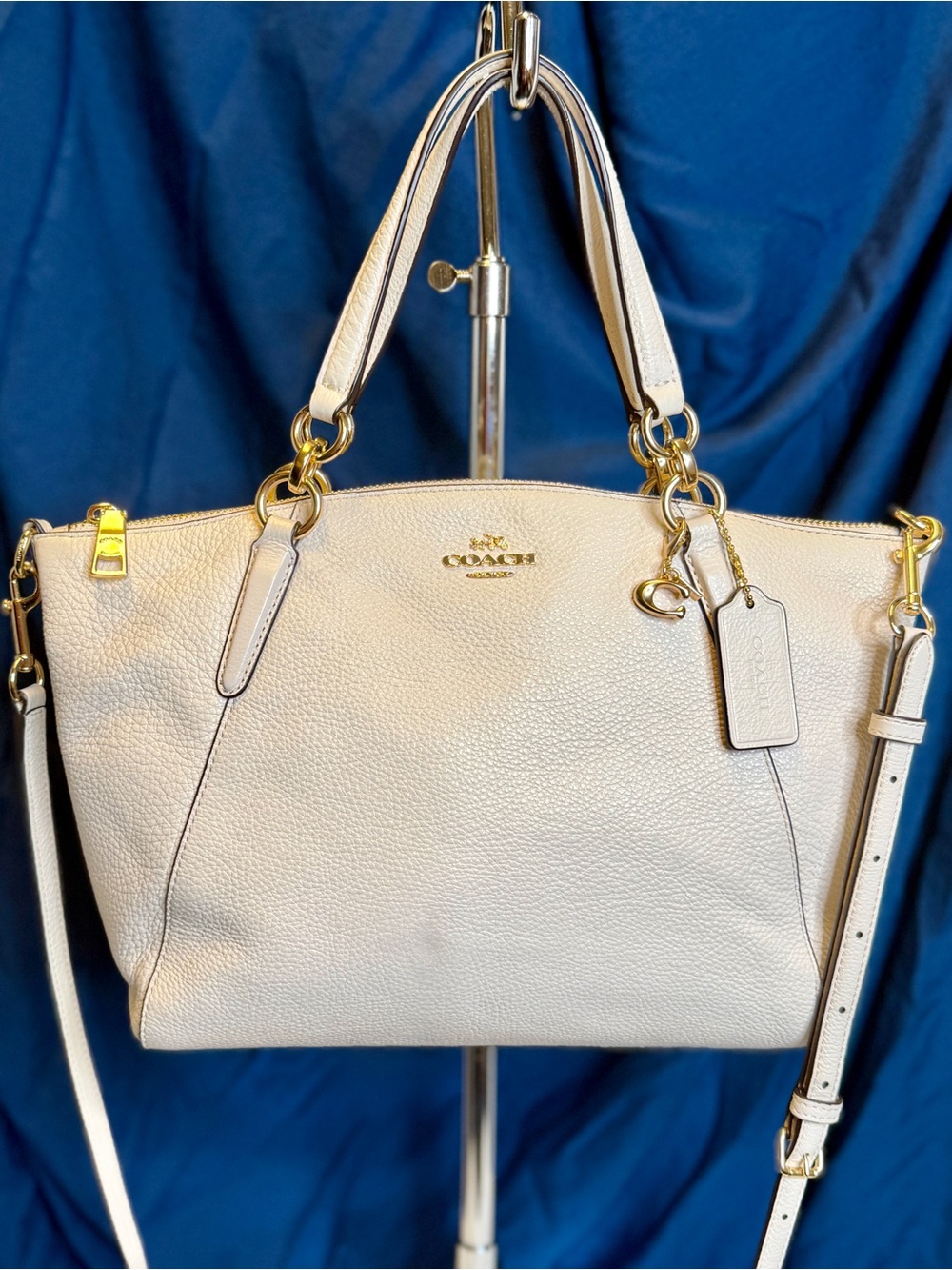 COACH Kelsey Chalk Ivory Off-White Leather Satchel Crossbody Shoulder Bag F36675